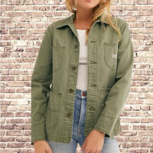 Lee Jackets & Blazers - Lee Vintage Modern Loco Chore Denim Jean Jacket Coat XS 100% Cotton Olive Green